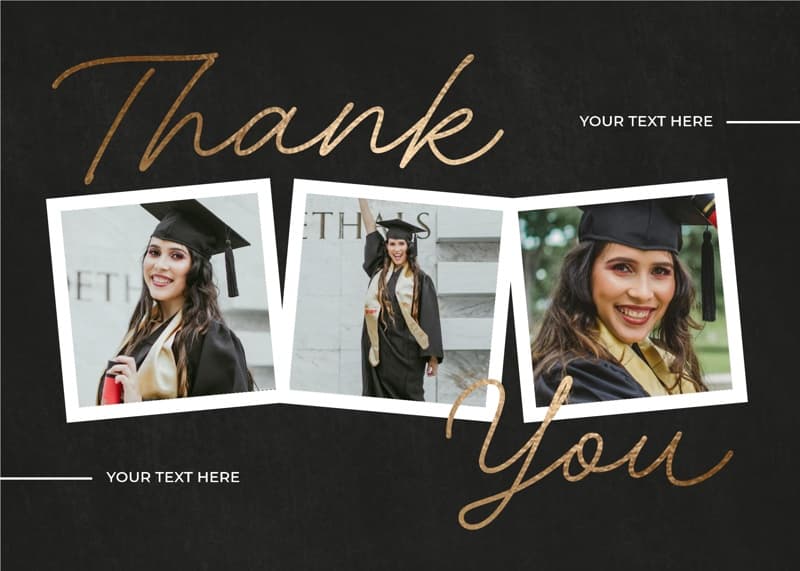 Multi-Square Golden Thank You Card