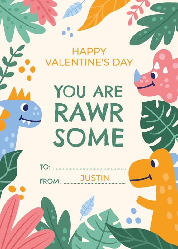 Dino Valentine Card