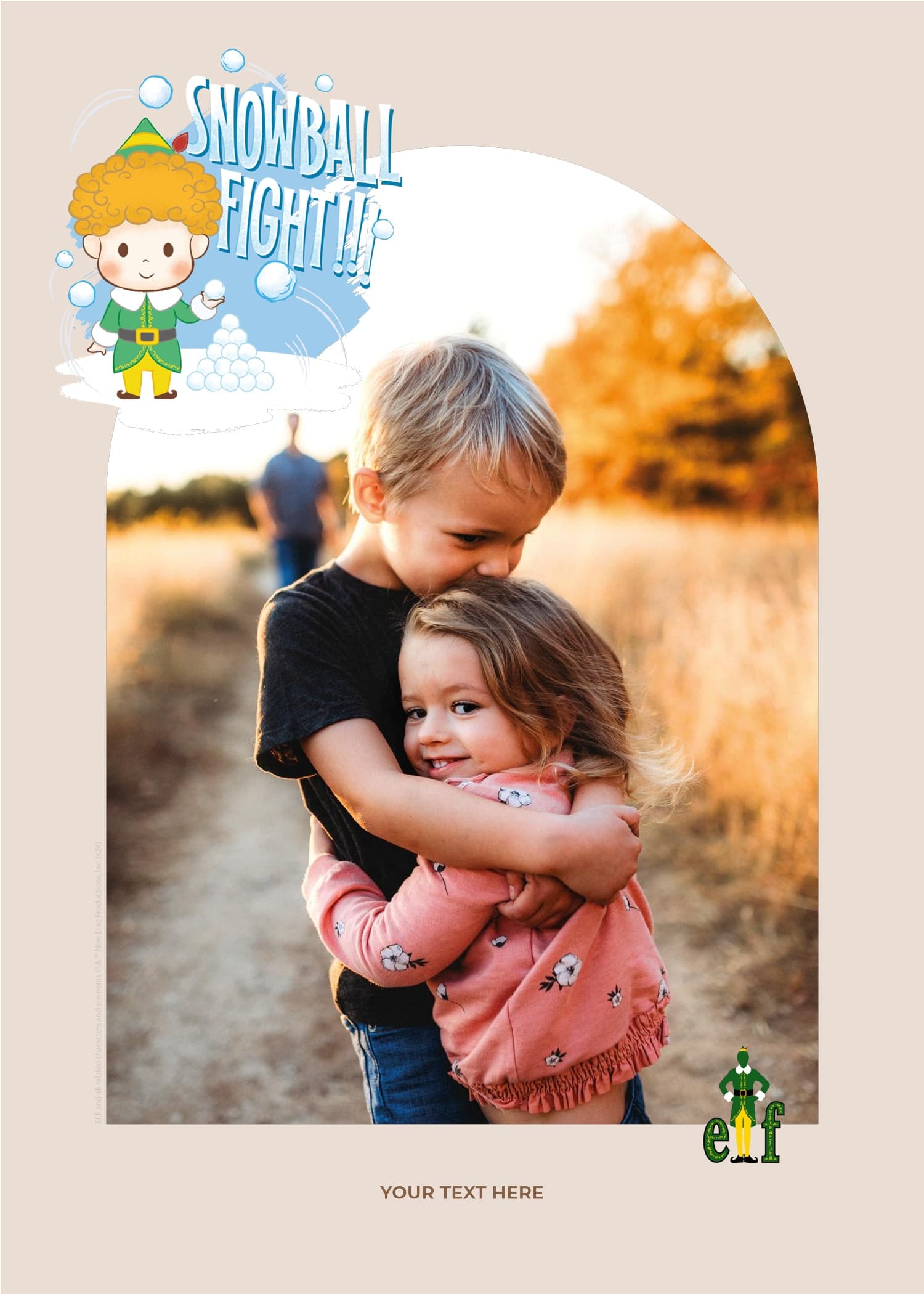 Elf™ Snowball Fight Beige Card