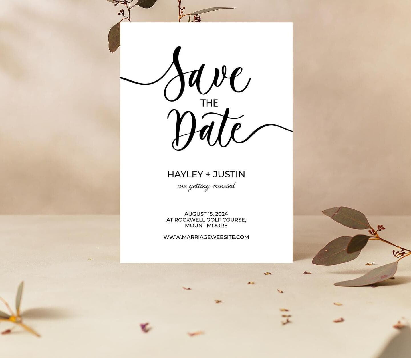 Calligraphy Save The Date Card