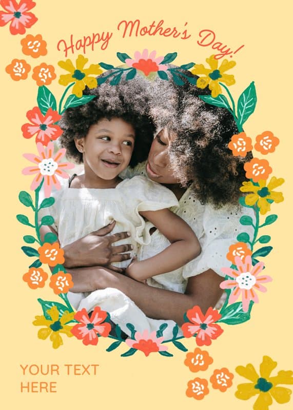 Flowery Spring Oval Frame Card