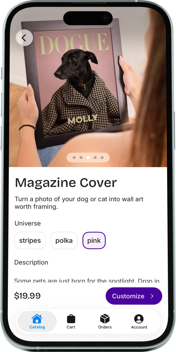 Product page on the Picta app