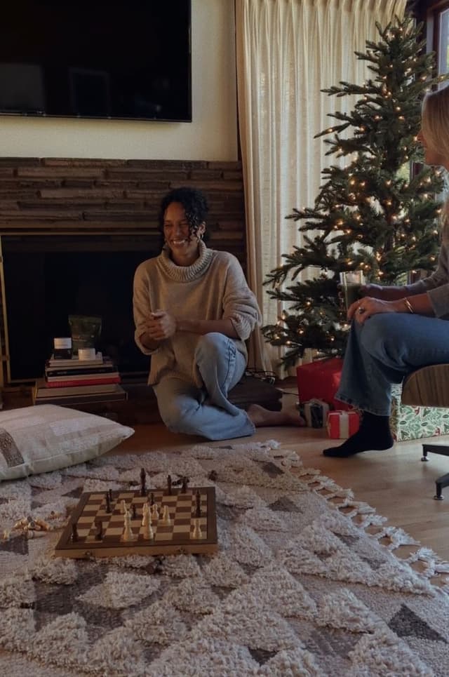 girl at christmas tree