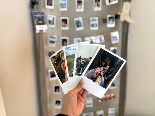 retro prints on a polaroid background