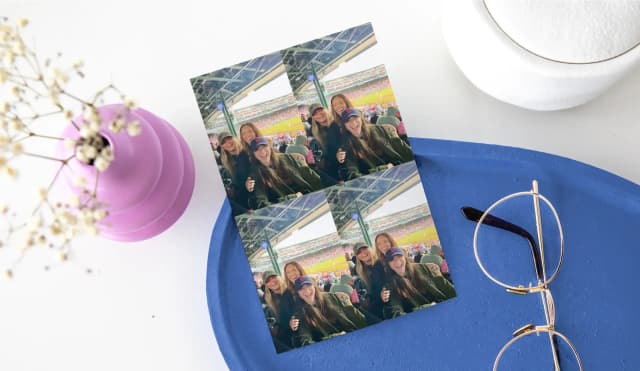 Mini pictures of three girls in a stadium