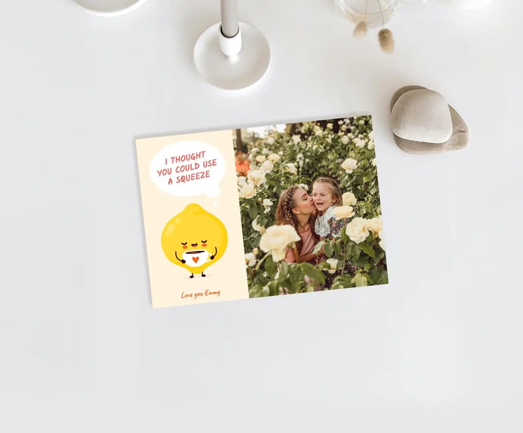 get well soon card with a lemon