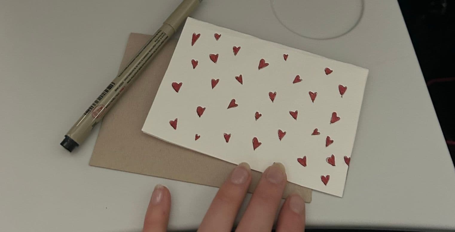 Card with little red hearts