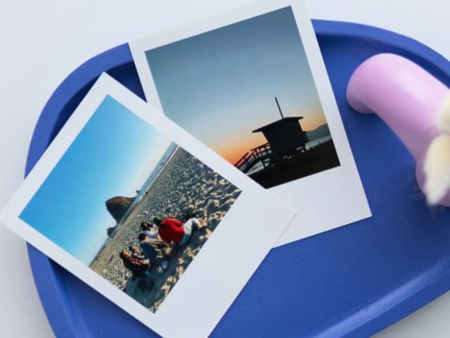 Polaroid style pictures of the beach