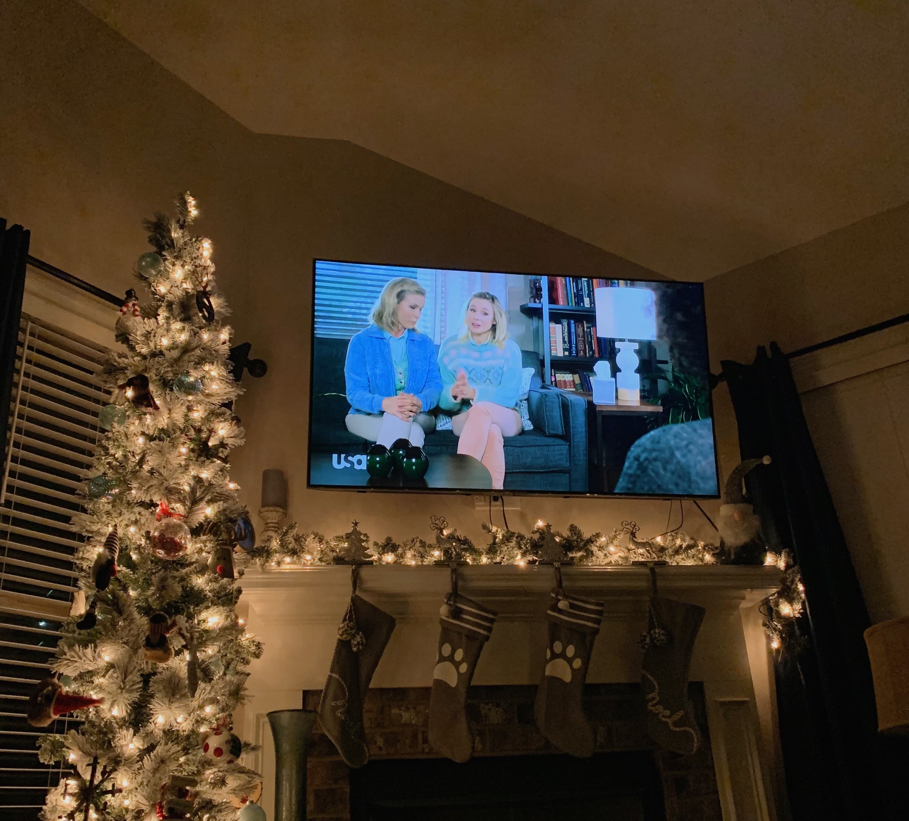 christmas movie on a festive tv