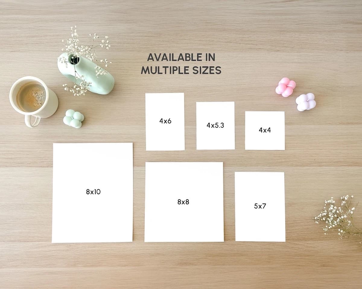Print sizes preview