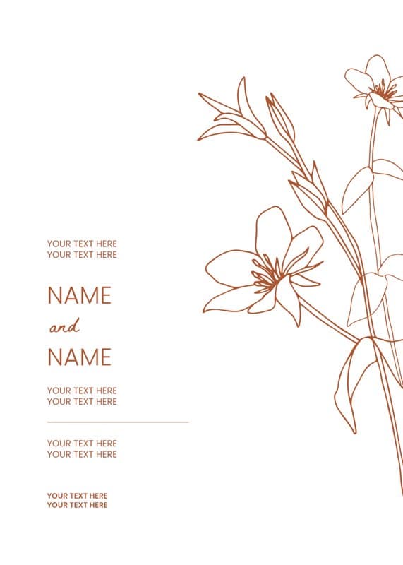 Line Flower Terracotta Invitation Card